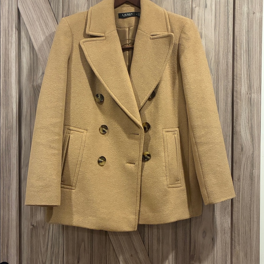 Lauren Ralph Lauren Camel Double-Breasted Pea Coat
